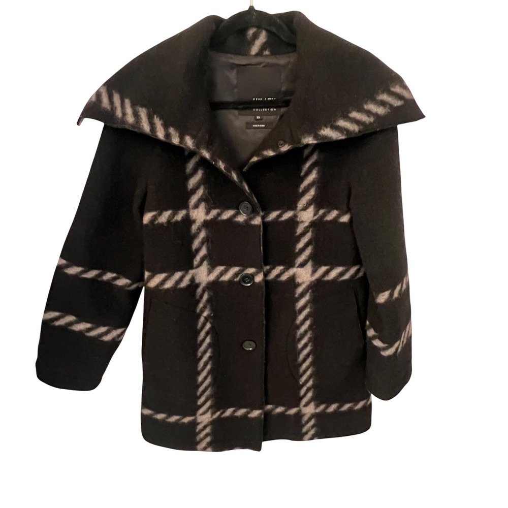 Hilary Radley Collection Women's Plaid Wool Blend Coat Jacket Size XS